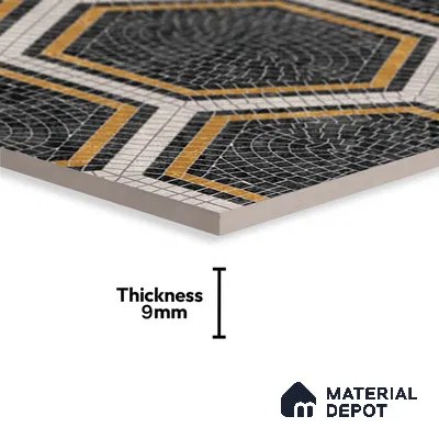 Hexagonal Floor & Wall Tile TL 06600 C  2 ft x 2 ft  Vitrified Matte Finish Tile - 9 mm | Ideal for Living Room, Bedroom, Bathroom