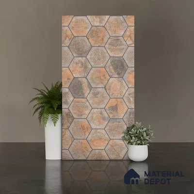 Hexagonal Look Wall Tile TL 06626 Juniper Brown 4 ft x 2 ft Vitrified Matte Finish - 9 mm | (Random 1) | Suitable for Living Room, Bedroom, Bathroom, Kitchen, Office, Elevation & Dining
