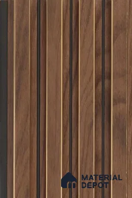 Walnut Brown Wooden Louver PN 02716 H 9.5 ft x 4.6 inch Charcoal Panel - 10 mm | Suitable for Feature Wall, TV Unit & Living Room | Width is Subjected to 5% Variation