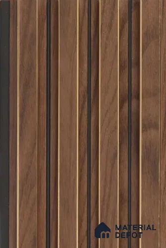 Walnut Brown Wooden Louver PN 02716 H 9.5 ft x 4.6 inch Charcoal Panel - 10 mm | Suitable for Feature Wall, TV Unit & Living Room | Width is Subjected to 5% Variation