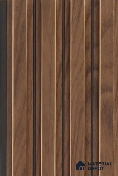 Walnut Brown Wooden Louver PN 02716 H 9.5 ft x 4.6 inch Charcoal Panel - 10 mm | Suitable for Feature Wall, TV Unit & Living Room | Width is Subjected to 5% Variation