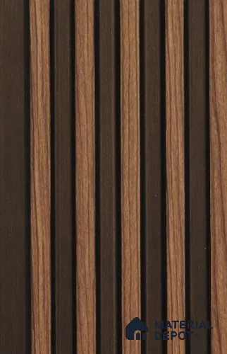 Walnut Wood Wooden Louver PN 02717 D 8 ft x 4.6 inch Charcoal Panel - 10 mm | Suitable for Feature Wall, TV Unit & Living Room | Width is Subjected to 5% Variation