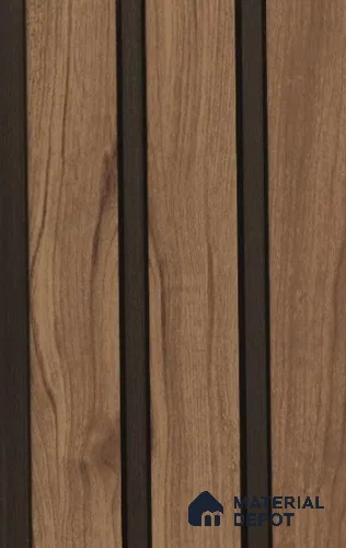 Warm Brown Wooden Louver PN 02718 D 8 ft x 4.7 inch Charcoal Panel - 12 mm | Suitable for Feature Wall, TV Unit & Living Room | Width is Subjected to 5% Variation