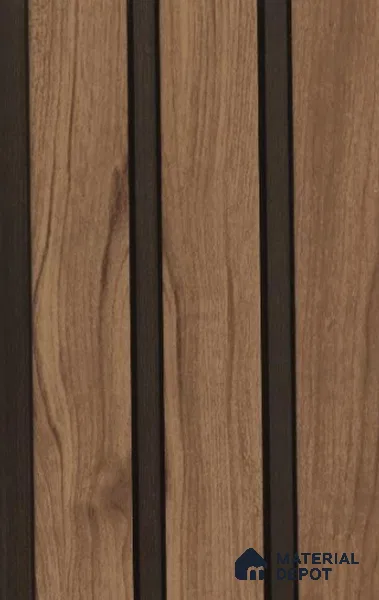 Warm Brown Wooden Louver PN 02718 N 9.5 ft x 4.7 inch Charcoal Panel - 12 mm | Suitable for Feature Wall, TV Unit & Living Room | Width is Subjected to 5% Variation
