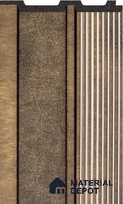 Taupe Contrast Leather Louver PN 02711 J 9.5 ft x 4.8 inch Charcoal Panel - 12 mm | Suitable for Feature Wall, TV Unit & Living Room | Width is Subjected to 5% Variation