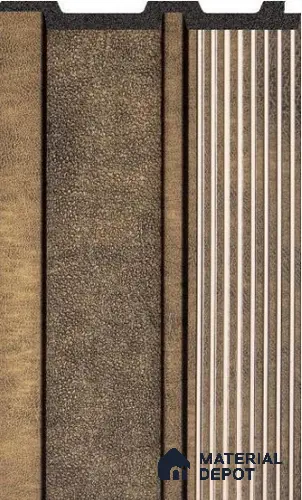 Taupe Contrast Leather Louver PN 02711 J 9.5 ft x 4.8 inch Charcoal Panel - 12 mm | Suitable for Feature Wall, TV Unit & Living Room | Width is Subjected to 5% Variation