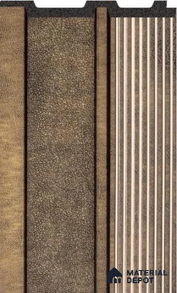 Taupe Contrast Leather Louver PN 02711 J 9.5 ft x 4.8 inch Charcoal Panel - 12 mm | Suitable for Feature Wall, TV Unit & Living Room | Width is Subjected to 5% Variation