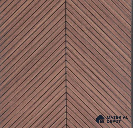 Rustic Chevron Wooden Louver PN 02724 G 9.5 ft x 12 inch Charcoal Panel - 5 mm | Suitable for Feature Wall, TV Unit & Living Room | Width is Subjected to 5% Variation