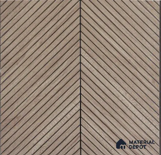 Light Chevron Wooden Louver PN 02724 B 8 ft x 12 inch Charcoal Panel - 5 mm | Suitable for Feature Wall, TV Unit & Living Room | Width is Subjected to 5% Variation