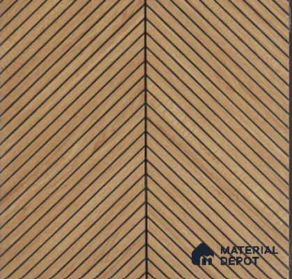 Golden Chevron Wooden Louver PN 02724 I 9.5 ft x 12 inch Charcoal Panel - 5 mm | Suitable for Feature Wall, TV Unit & Living Room | Width is Subjected to 5% Variation