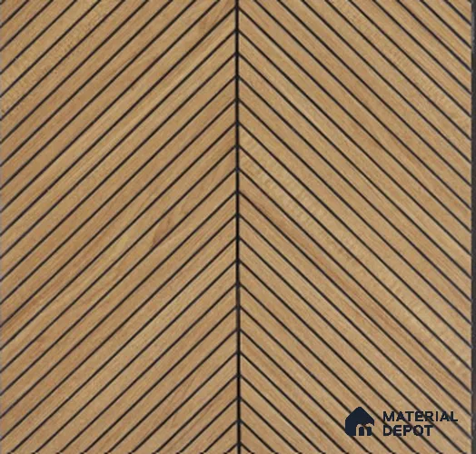 Golden Chevron Wooden Louver PN 02724 C 8 ft x 12 inch Charcoal Panel - 5 mm | Suitable for Feature Wall, TV Unit & Living Room | Width is Subjected to 5% Variation