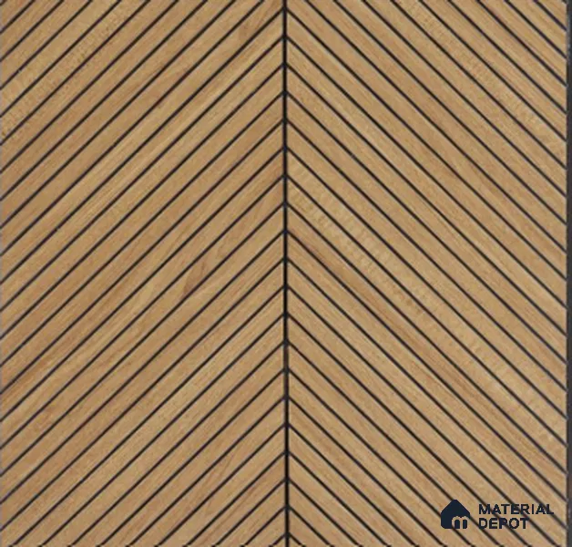 Golden Chevron Wooden Louver PN 02724 I 9.5 ft x 12 inch Charcoal Panel - 5 mm | Suitable for Feature Wall, TV Unit & Living Room | Width is Subjected to 5% Variation