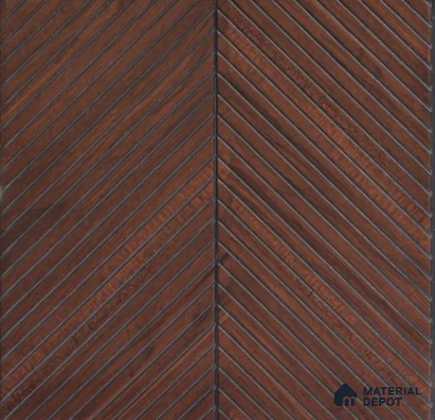 Mahogany Chevron Wooden Louver PN 02724 D 8 ft x 12 inch Charcoal Panel - 5 mm | Suitable for Feature Wall, TV Unit & Living Room | Width is Subjected to 5% Variation