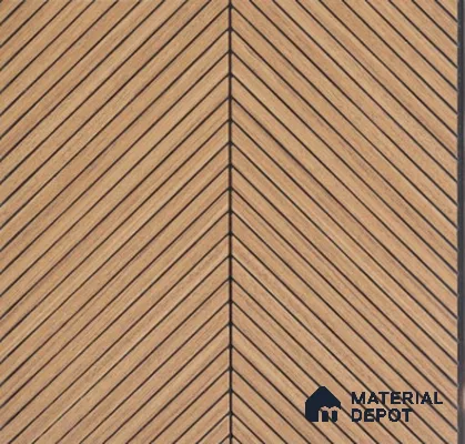 Blonde Chevron Wooden Louver PN 02724 L 9.5 ft x 12 inch Charcoal Panel - 5 mm | Suitable for Feature Wall, TV Unit & Living Room | Width is Subjected to 5% Variation