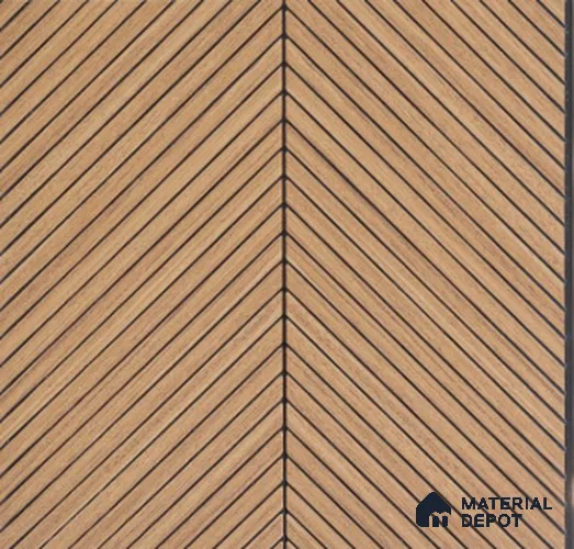 Blonde Chevron Wooden Louver PN 02724 L 9.5 ft x 12 inch Charcoal Panel - 5 mm | Suitable for Feature Wall, TV Unit & Living Room | Width is Subjected to 5% Variation