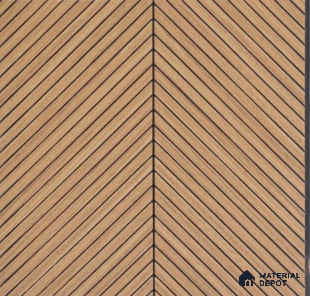 Blonde Chevron Wooden Louver PN 02724 L 9.5 ft x 12 inch Charcoal Panel - 5 mm | Suitable for Feature Wall, TV Unit & Living Room | Width is Subjected to 5% Variation