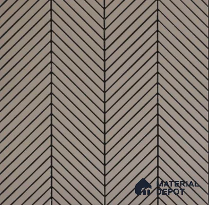 Beige Chevron Plain Colour Louver PN 02725 H 9.5 ft x 12 inch Charcoal Panel - 5 mm | Suitable for Feature Wall, TV Unit & Living Room | Width is Subjected to 5% Variation
