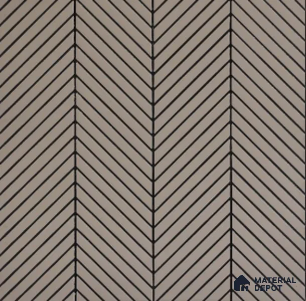 Beige Chevron Plain Colour Louver PN 02725 H 9.5 ft x 12 inch Charcoal Panel - 5 mm | Suitable for Feature Wall, TV Unit & Living Room | Width is Subjected to 5% Variation