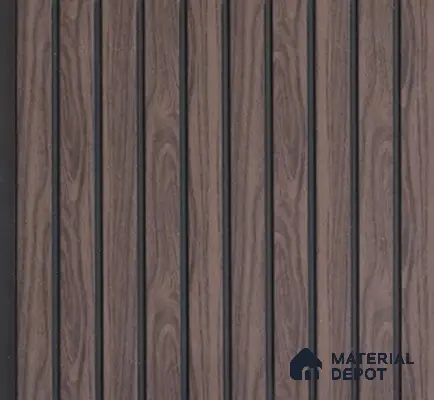 Walnut Brown Wooden Louver PN 02727 B 8 ft x 12 inch Charcoal Panel - 8 mm | Suitable for Feature Wall, TV Unit & Living Room | Width is Subjected to 5% Variation