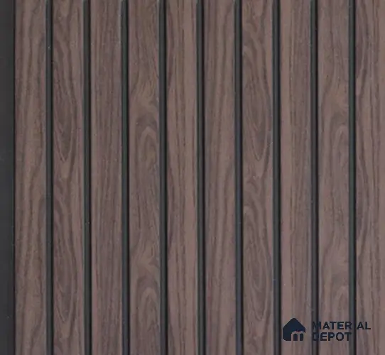 Walnut Brown Wooden Louver PN 02727 L 9.5 ft x 12 inch Charcoal Panel - 8 mm | Suitable for Feature Wall, TV Unit & Living Room | Width is Subjected to 5% Variation