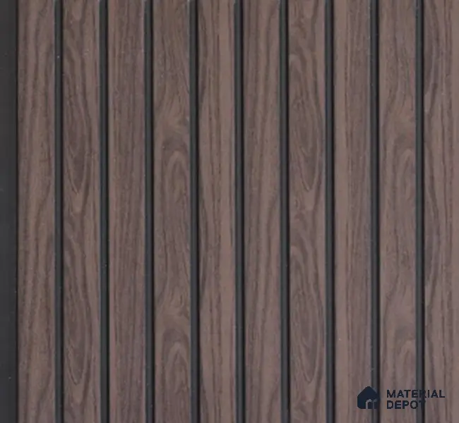 Walnut Brown Wooden Louver PN 02727 B 8 ft x 12 inch Charcoal Panel - 8 mm | Suitable for Feature Wall, TV Unit & Living Room | Width is Subjected to 5% Variation