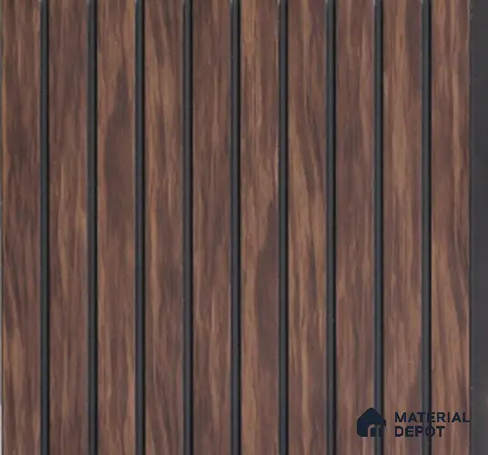 Reddish Brown Wooden Louver PN 02727 C 8 ft x 12 inch Charcoal Panel - 8 mm | Suitable for Feature Wall, TV Unit & Living Room | Width is Subjected to 5% Variation