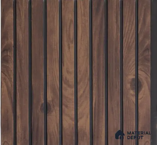 Walnut Brown Wooden Louver PN 02727 D 8 ft x 12 inch Charcoal Panel - 8 mm | Suitable for Feature Wall, TV Unit & Living Room | Width is Subjected to 5% Variation