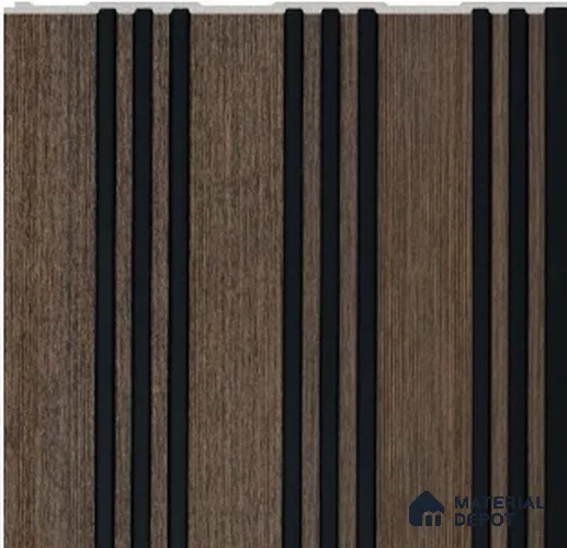Walnut Brown Patterned Louver PN 02721 D 8 ft x 12 inch Charcoal Panel - 7 mm | Suitable for Feature Wall, TV Unit & Living Room | Width is Subjected to 5% Variation