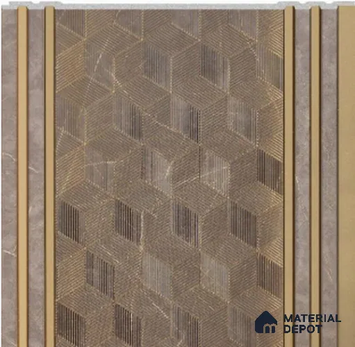 Mocha Brown Patterned Louver PN 02722 8 ft x 12 inch Charcoal Panel - 7 mm | Suitable for Feature Wall, TV Unit & Living Room | Width is Subjected to 5% Variation