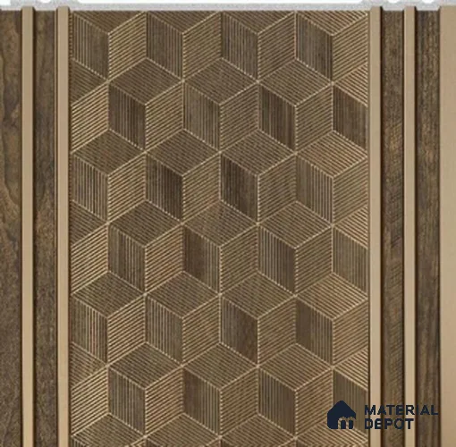 Coffee Brown Patterned Louver PN 02722 D 8 ft x 12 inch Charcoal Panel - 7 mm | Suitable for Feature Wall, TV Unit & Living Room | Width is Subjected to 5% Variation