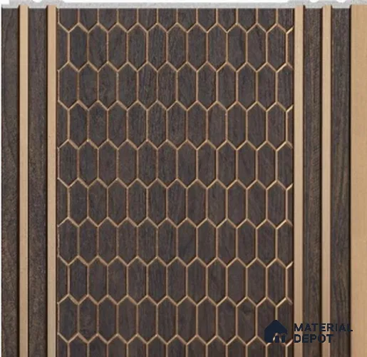 Dark Brown Patterned Louver PN 02723 D 8 ft x 12 inch Charcoal Panel - 7 mm | Suitable for Feature Wall, TV Unit & Living Room | Width is Subjected to 5% Variation