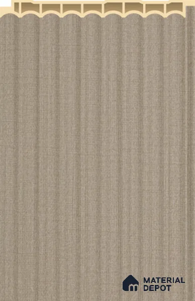 Taupe Fabric Plain Colour Louver PN 02573 B 9.5 ft x 5 inch WPC Panel - 12 mm | Suitable for Feature Wall, TV Unit & Living Room | Width is Subjected to 5% Variation