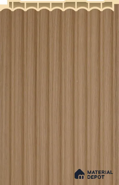 Light Brown Plain Colour Louver PN 02573 C 9.5 ft x 5 inch WPC Panel - 12 mm | Suitable for Feature Wall, TV Unit & Living Room | Width is Subjected to 5% Variation