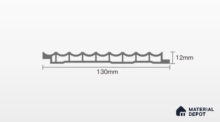 Warm Taupe Plain Colour Louver PN 02573 M 9.5 ft x 5 inch WPC Panel - 12 mm | Suitable for Feature Wall, TV Unit & Living Room | Width is Subjected to 5% Variation