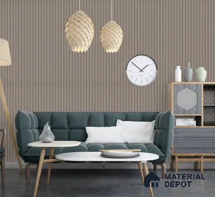 Taupe Grey Plain Colour Louver PN 02570 E 9.5 ft x 4.8 inch WPC Panel - 12 mm | Suitable for Feature Wall, TV Unit & Living Room | Width is Subjected to 5% Variation