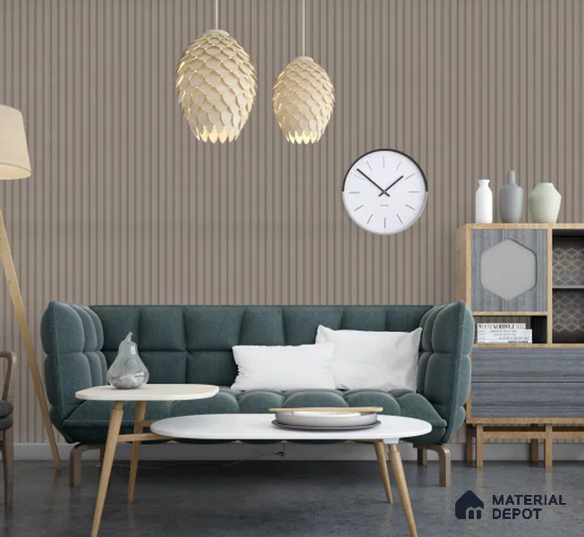 Taupe Grey Plain Colour Louver PN 02570 E 9.5 ft x 4.8 inch WPC Panel - 12 mm | Suitable for Feature Wall, TV Unit & Living Room | Width is Subjected to 5% Variation