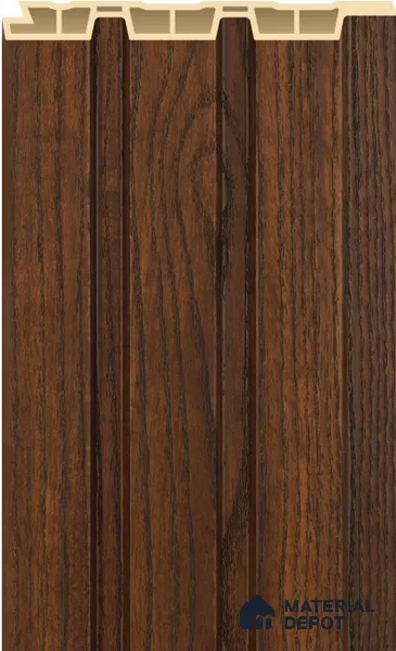 Rich Walnut Wooden Louver PN 02570 D 9.5 ft x 4.8 inch WPC Panel - 12 mm | Suitable for Feature Wall, TV Unit & Living Room | Width is Subjected to 5% Variation