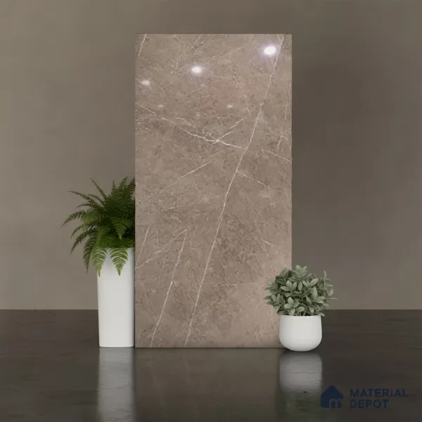 Floor & Wall Tile TL 09358 | Alpine Mud 4 ft x 2 ft  Finish Vitrified Tile - 9 mm | 4 Random Design | Suitable for Living Room, Bedroom, Bathroom & Kitchen