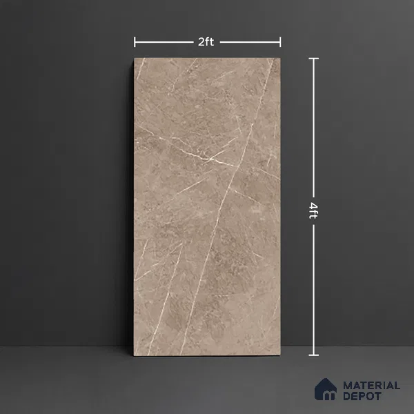 Floor & Wall Tile TL 09358 | Alpine Mud 4 ft x 2 ft  Finish Vitrified Tile - 9 mm | 4 Random Design | Suitable for Living Room, Bedroom, Bathroom & Kitchen