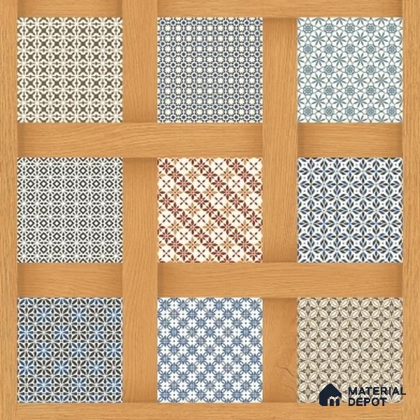 Patterned Wall & Floor Tile TL 06609 Marve Wood Decor 2 ft x 2 ft Vitrified Matte Finish - 9 mm | Suitable for Living Room, Balcony, Courtyard | Please Expect a Slight Variation of Pattern (Sample)