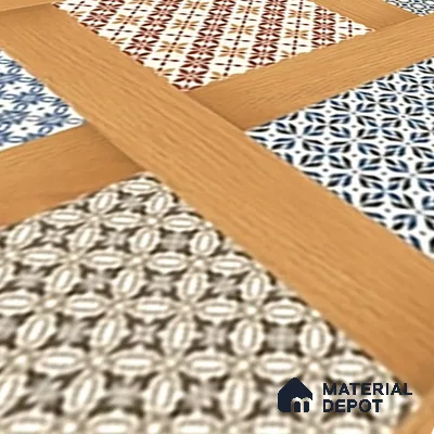 Patterned Wall & Floor Tile TL 06609 Marve Wood Decor 2 ft x 2 ft Vitrified Matte Finish - 9 mm | Suitable for Living Room, Balcony, Courtyard | Please Expect a Slight Variation of Pattern (Sample)