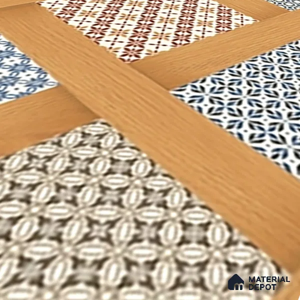 Patterned Wall & Floor Tile TL 06609 Marve Wood Decor 2 ft x 2 ft Vitrified Matte Finish - 9 mm | Suitable for Living Room, Balcony, Courtyard | Please Expect a Slight Variation of Pattern (Sample)
