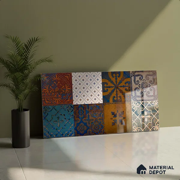 Highlighter Wall Tile TL 07163 B R Mood Copper Decor 2 2 ft x 1 ft Ceramic Glossy Finish - 8 mm | Suitable for Living Room, Kitchen & Bathroom