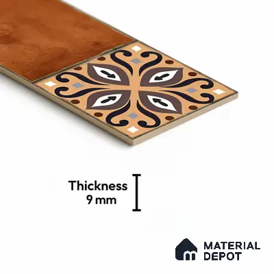 Stone Look Floor Tile TL 06571 B Hannah Choco 35 Inch x 6 Inch Vitrified Matte Finish - 9 mm | Suitable for Living Room, Kitchen & Bedroom