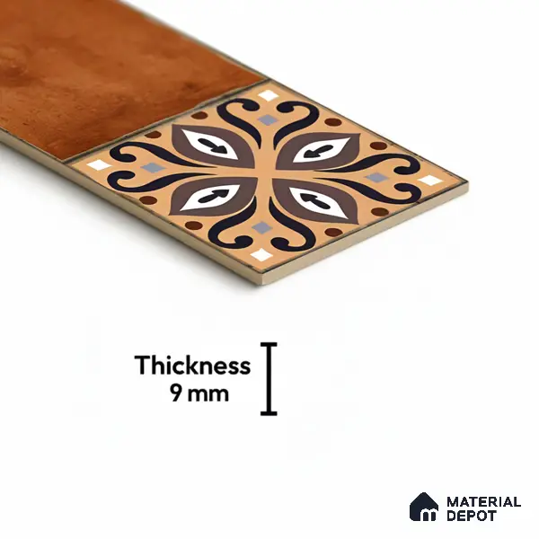 Stone Look Floor Tile TL 06571 B Hannah Choco 35 Inch x 6 Inch Vitrified Matte Finish - 9 mm | Suitable for Living Room, Kitchen & Bedroom