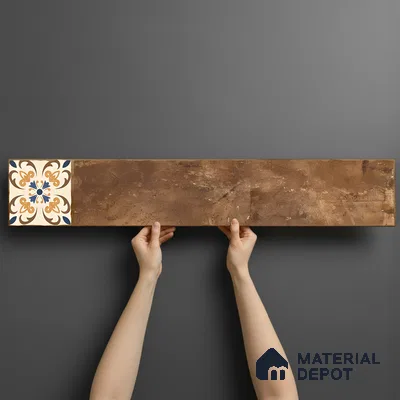 Stone Look Floor Tile TL 06571 D Hannah Nut 35 Inch x 6 Inch Vitrified Matte Finish - 9 mm | Suitable for Living Room, Kitchen & Bedroom (Sample)
