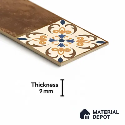 Stone Look Floor Tile TL 06571 D Hannah Nut 35 Inch x 6 Inch Vitrified Matte Finish - 9 mm | Suitable for Living Room, Kitchen & Bedroom (Sample)