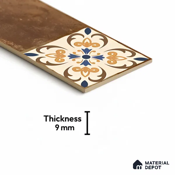 Stone Look Floor Tile TL 06571 D Hannah Nut 35 Inch x 6 Inch Vitrified Matte Finish - 9 mm | Suitable for Living Room, Kitchen & Bedroom (Sample)
