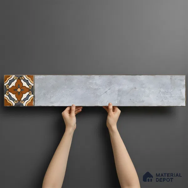 Stone Look Floor Tile TL 06571 E Hannah Gris 35 Inch x 6 Inch Vitrified Matte Finish - 9 mm | Suitable for Living Room, Kitchen & Bedroom (Sample)