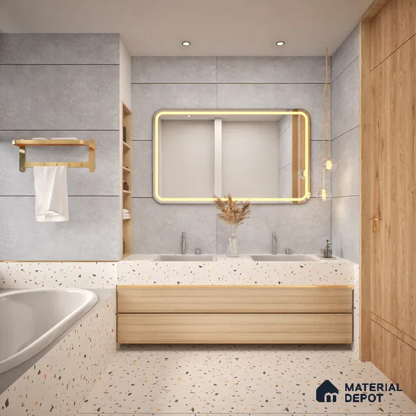Cement Floor & Wall Tile TL 06411 D Mono Bianco 4 ft x 2 ft Texture Finish Vitrified Tile - 9 mm | Suitable for Living Room, Bedroom & Bathroom
